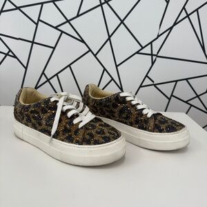 Betsey Johnson Leopard Rhinestone Tennis Shoe